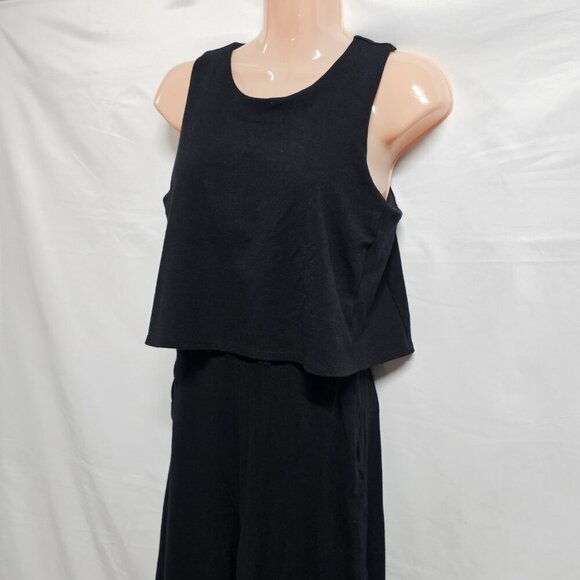Anthropologie The Essential Freya Scalloped Layered Jumpsuit, Women Size 4 Black - Picture 4 of 15